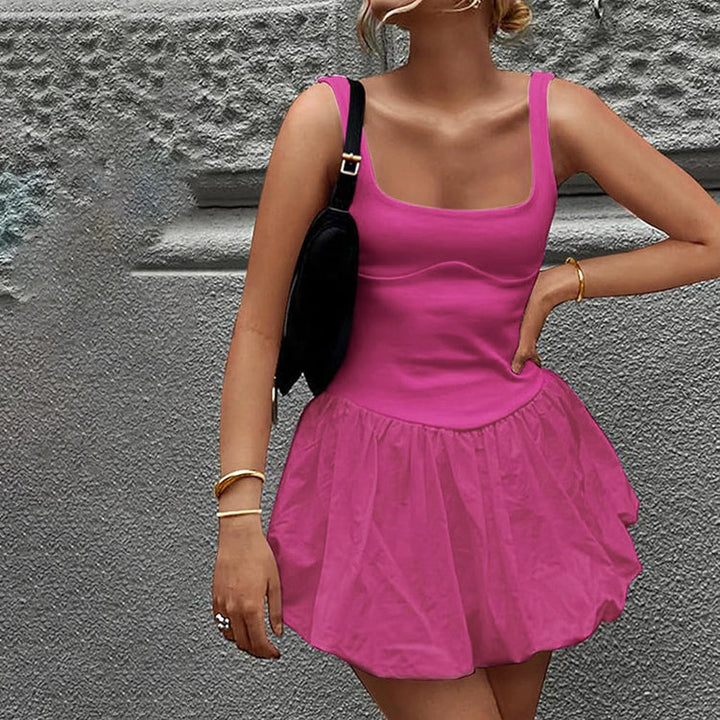 Solid Color Patchwork Vest Dresses