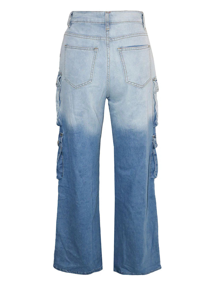 Gradient Wash Cargo Jeans
