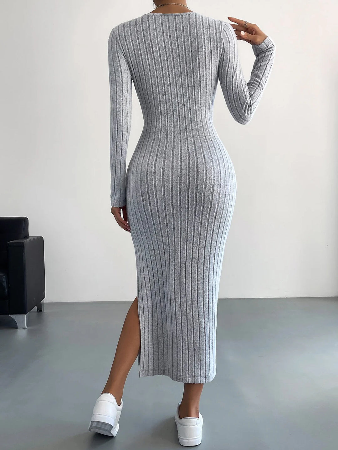 Commuter Slim Split Hip Wrap Dresses