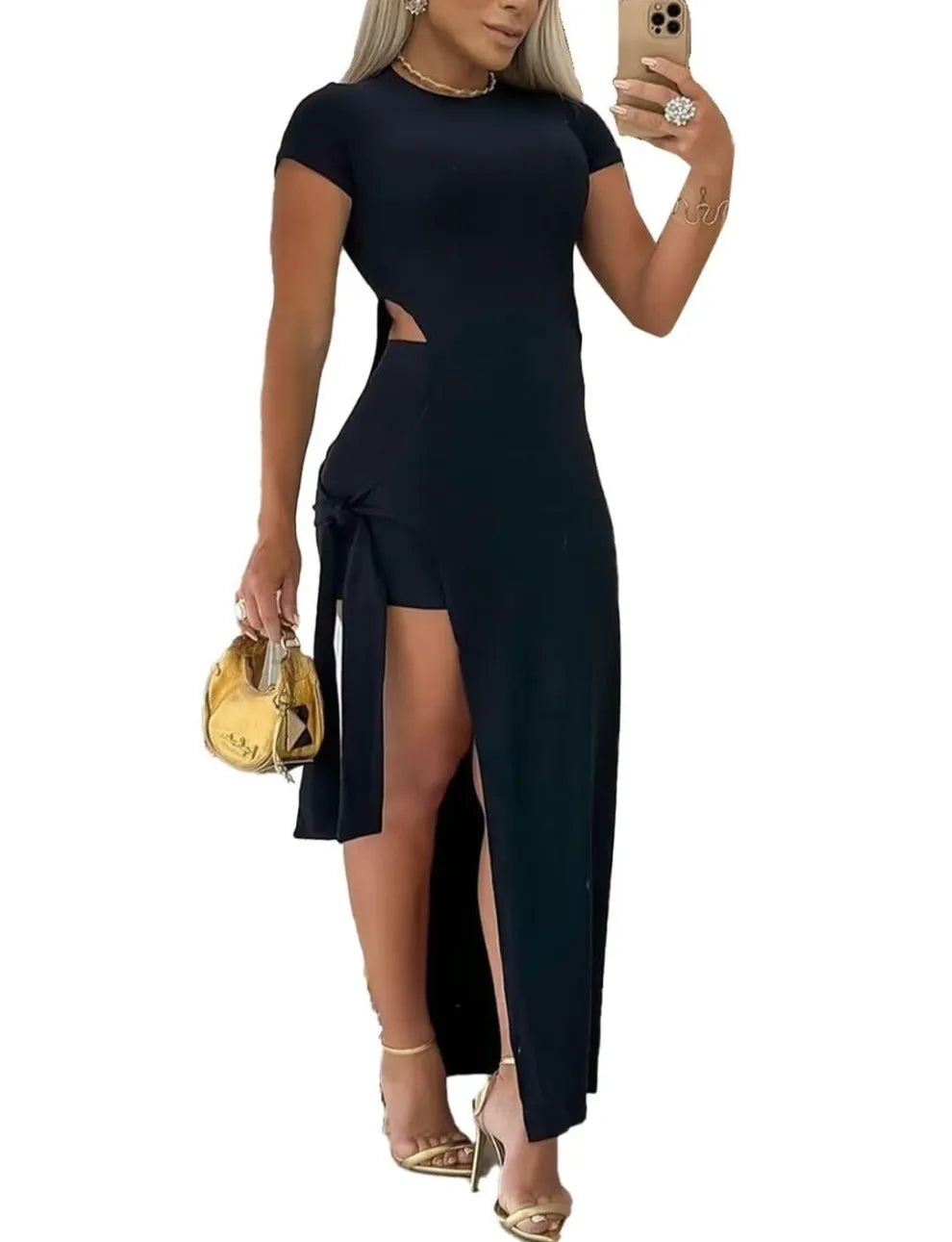 Two Piece Side Slit Maxi Dress Short Set