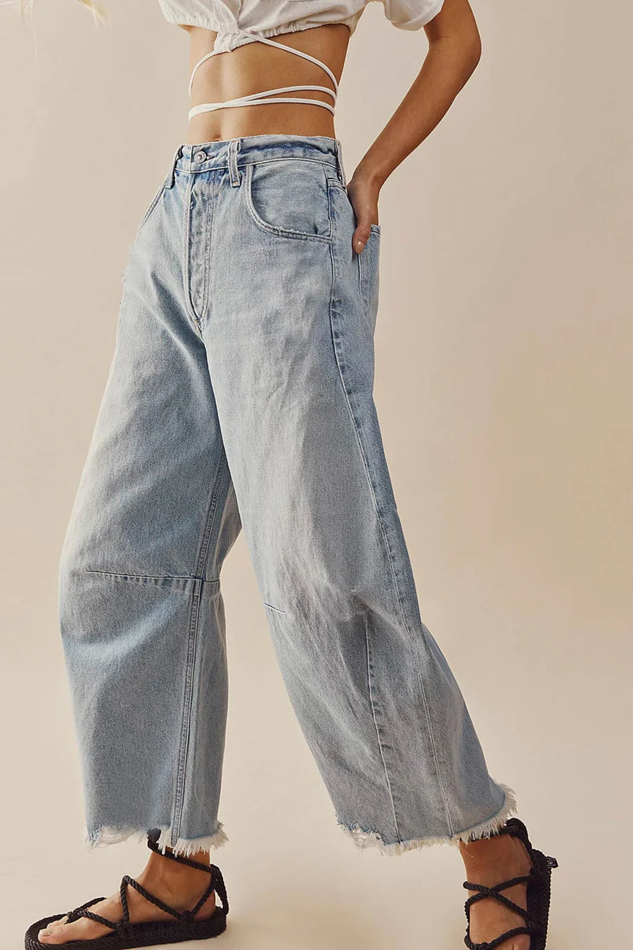 Straight-leg Denim Ninth Pants