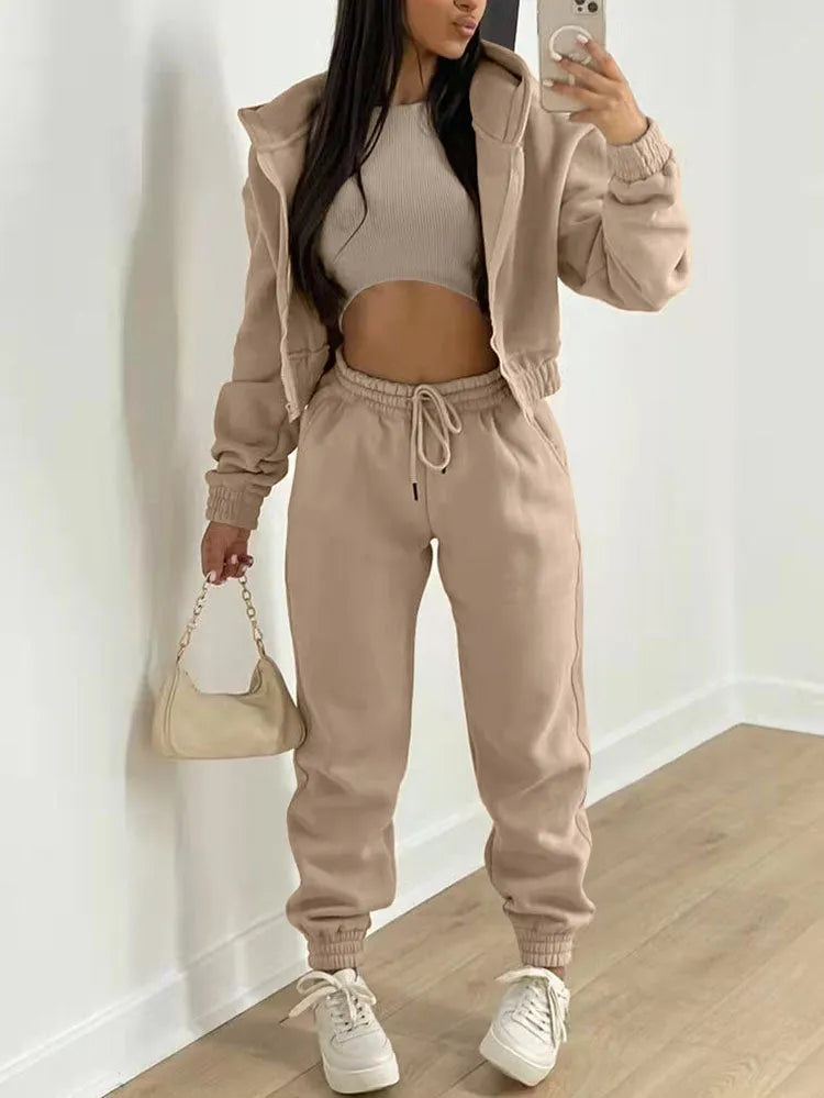 Three Pieces Vest and Hoodie and Pants Set