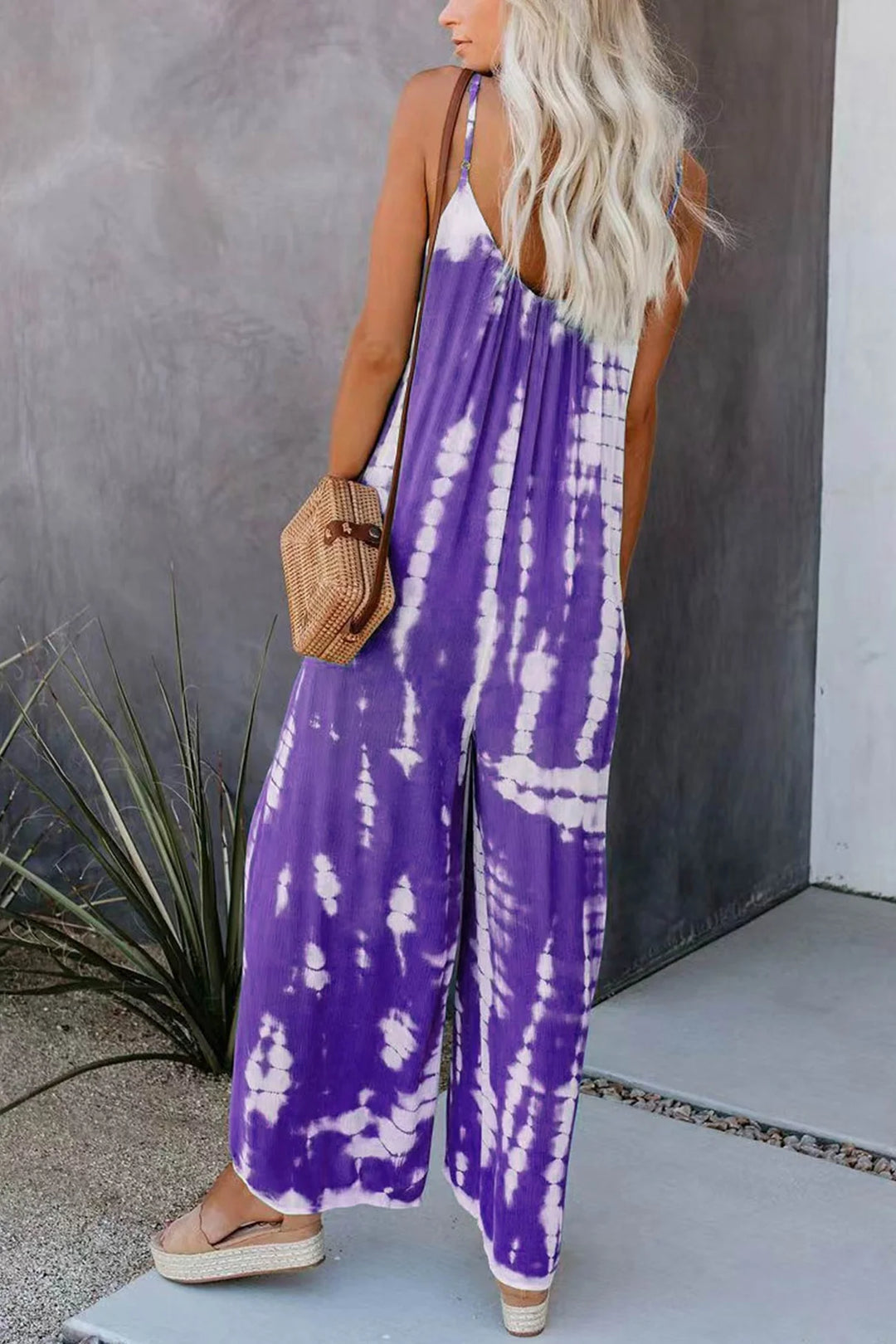 V Neck Tie Dyed Jumpsuits