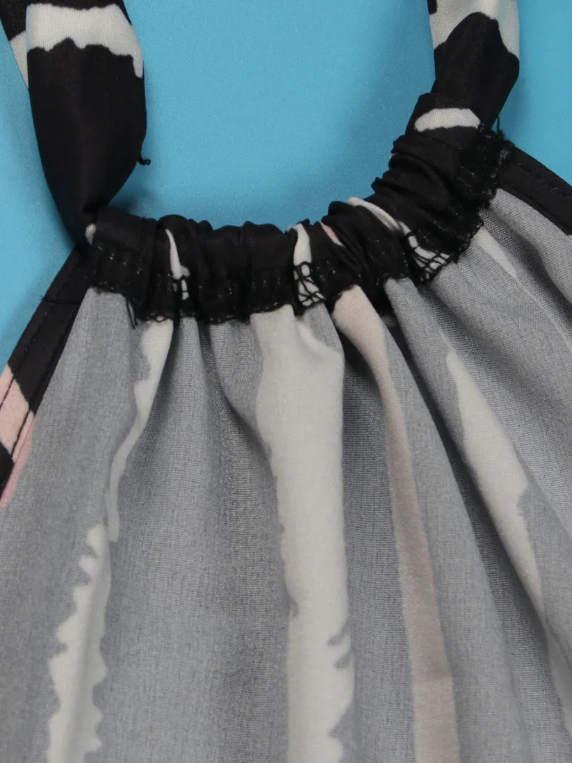 One-Shoulder Striped Backless Maxi Dress