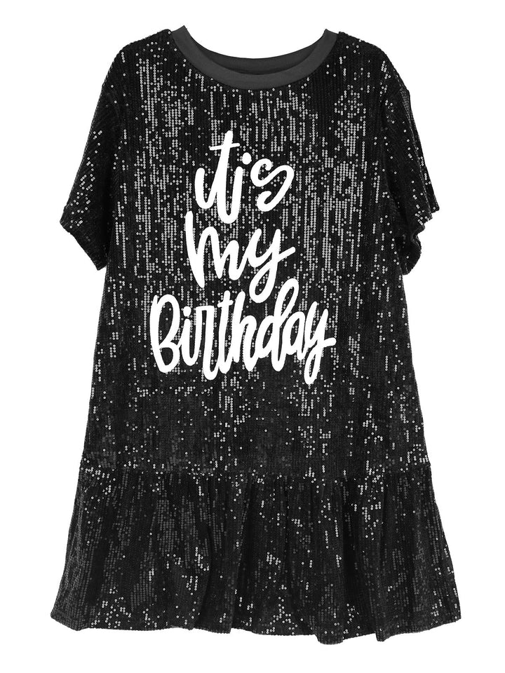 Printed Ruffle Glitter Dress