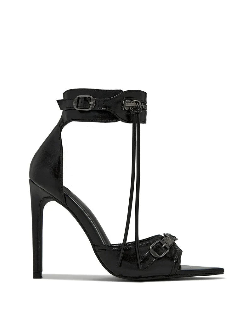 Ankle Zip Strap Pointed Toe Sandals