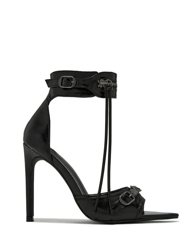Ankle Zip Strap Pointed Toe Sandals