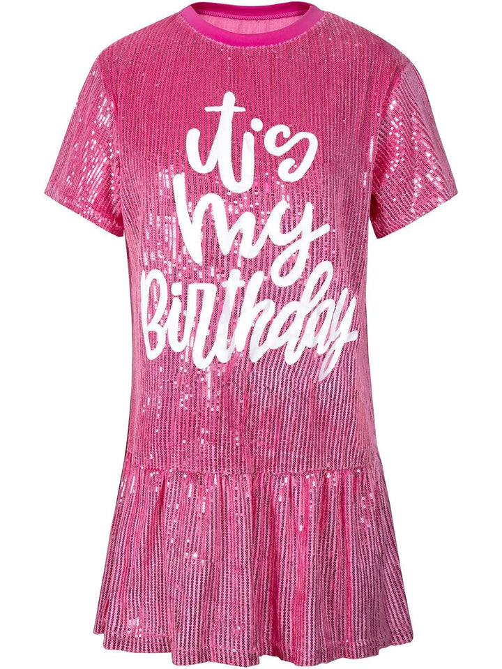 Printed Ruffle Glitter Dress