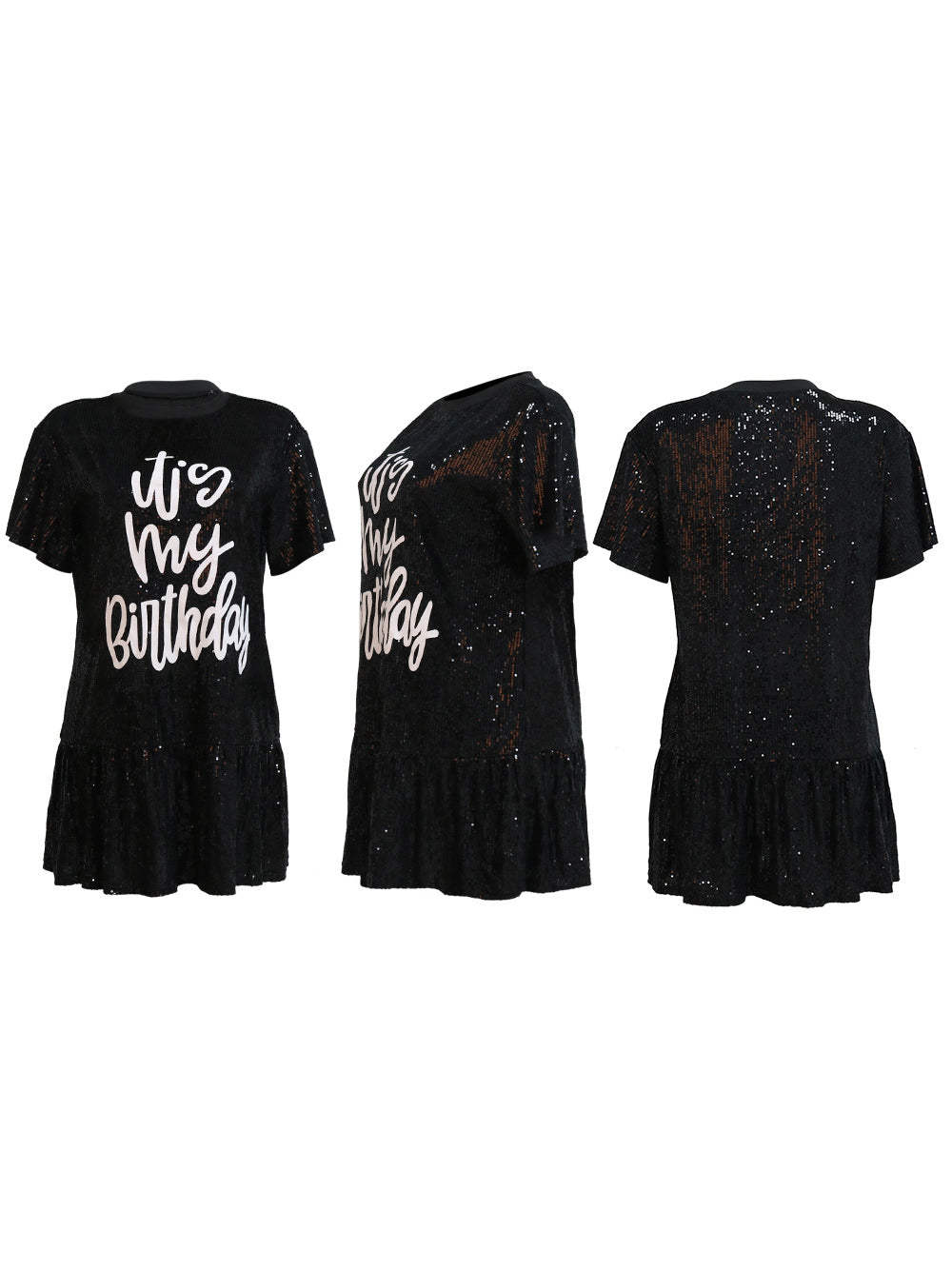 Printed Ruffle Glitter Dress