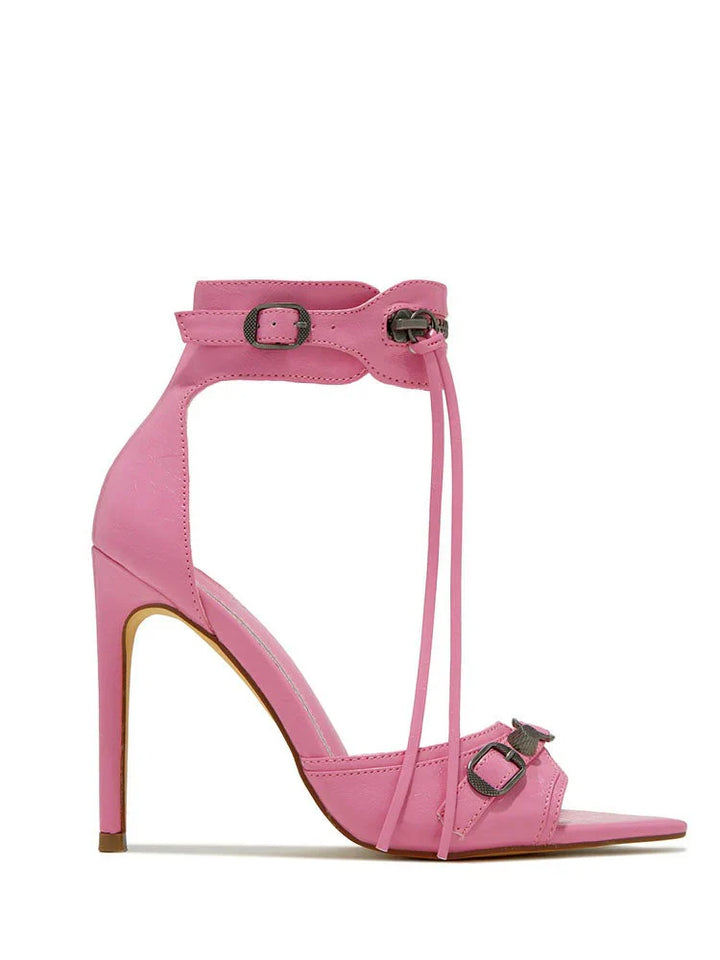 Ankle Zip Strap Pointed Toe Sandals