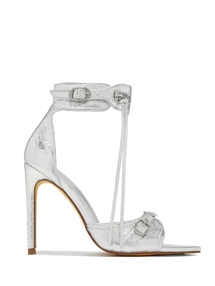 Ankle Zip Strap Pointed Toe Sandals