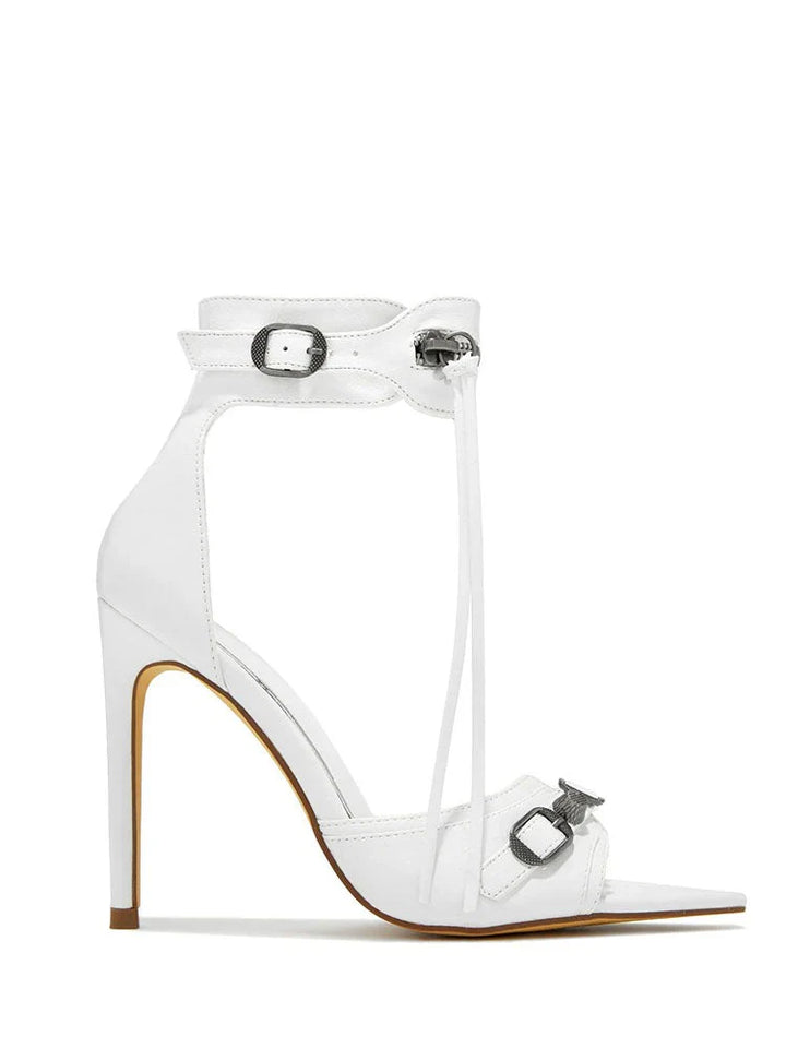 Ankle Zip Strap Pointed Toe Sandals